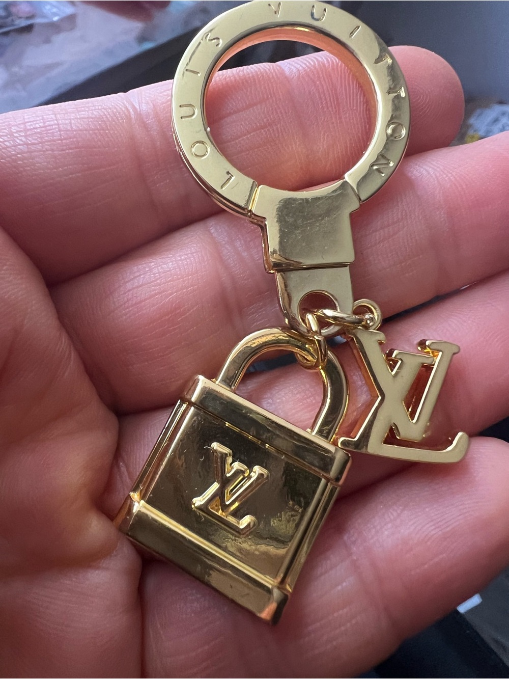 Unbranded Upcycled Gold-tone Padlock and Charm Key chain